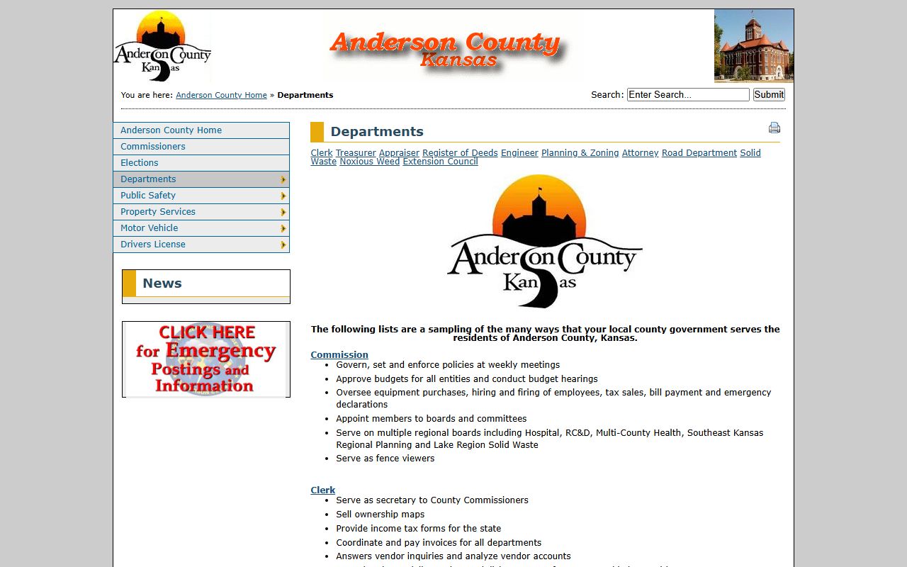 Anderson County inmate population sheriff roster duties