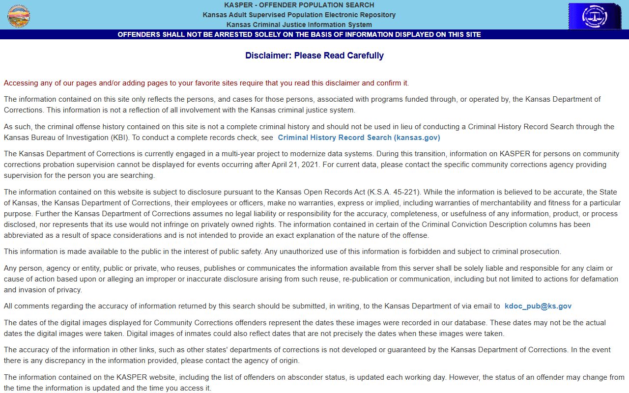 Anderson County inmate population KASPER state prison lookup